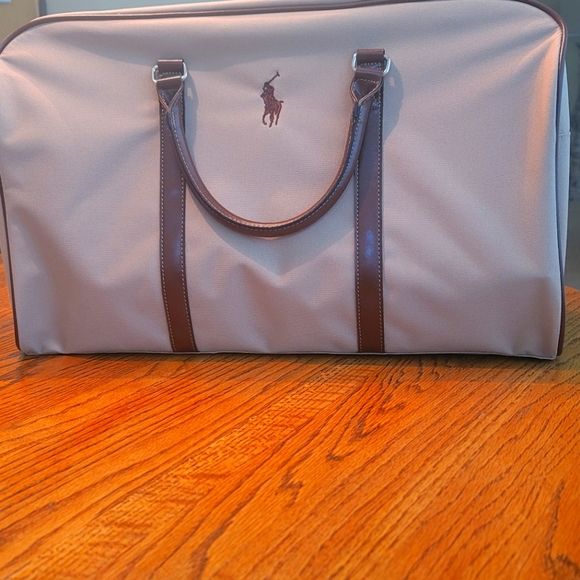 Ralph Lauren Other - NWOT Ralph Lauren Khaki Tan Brown Logo Fabric Duffle Travel Luggage Bag